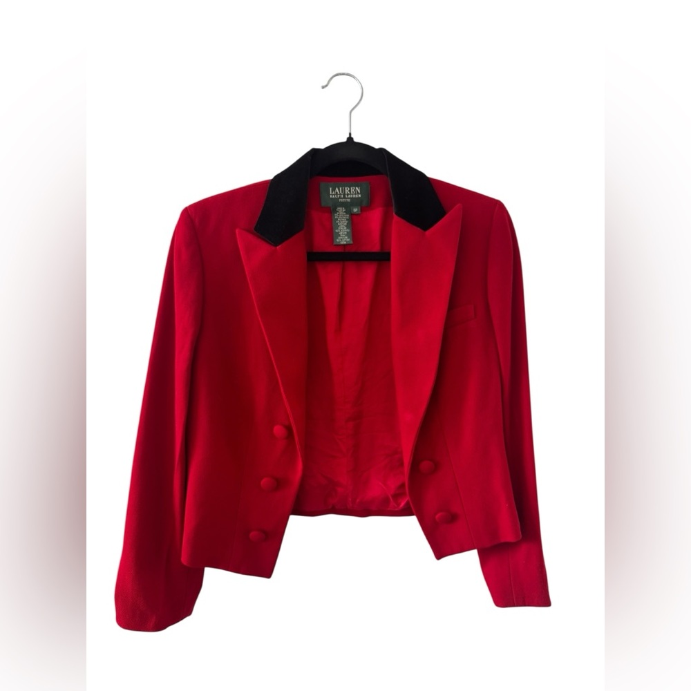 VTG LAUREN Ralph Lauren tuxedo Blazer Jacket Ebony Collar wool blend